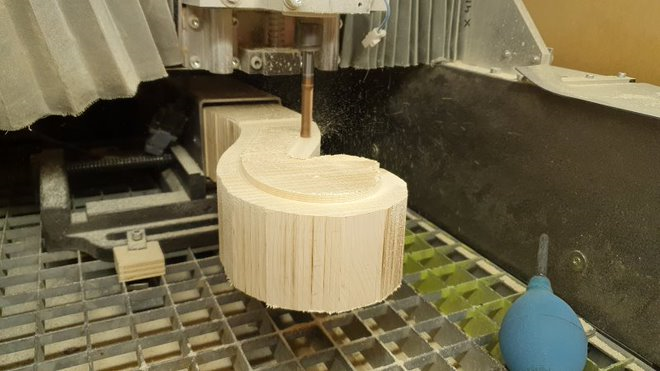 Lingsma electric upright bass - cnc machining headstock